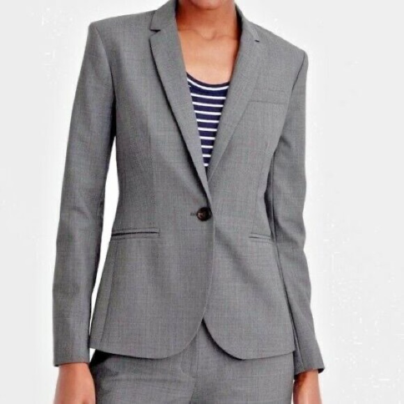 J.Crew Super 120s Wool B/W Woven Pant Suit 2pc - Women | Color: Grey